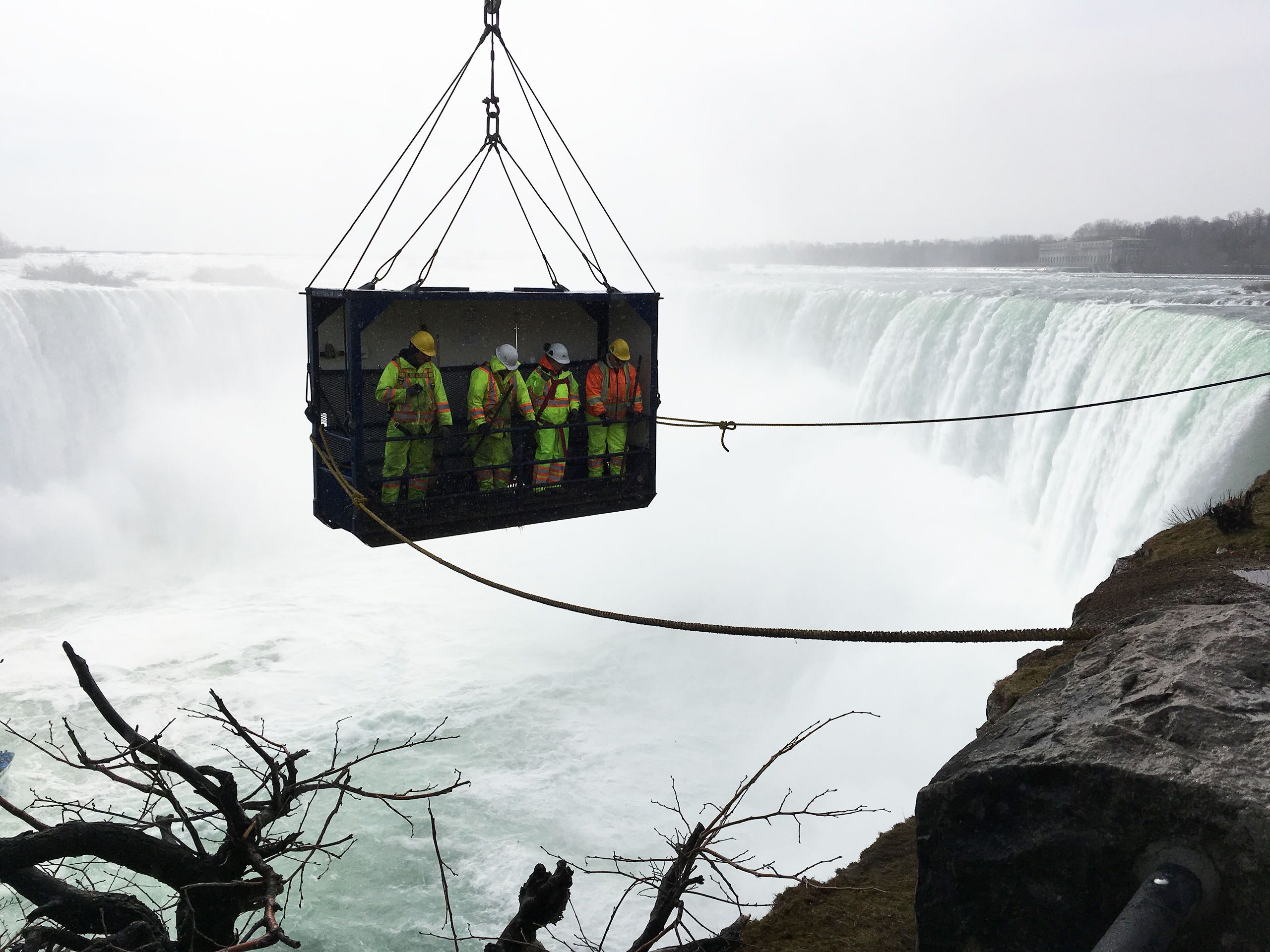 Geological engineering student working at Niagara Falls on a co-op work term